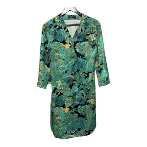 Floral Green and Black Dress. Longsleve . Size S.